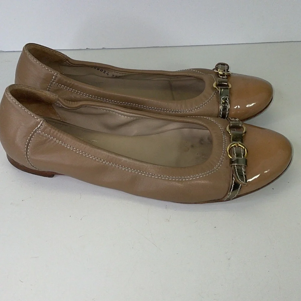 AGL 39 1/2 Tan, ballet flats with buckle